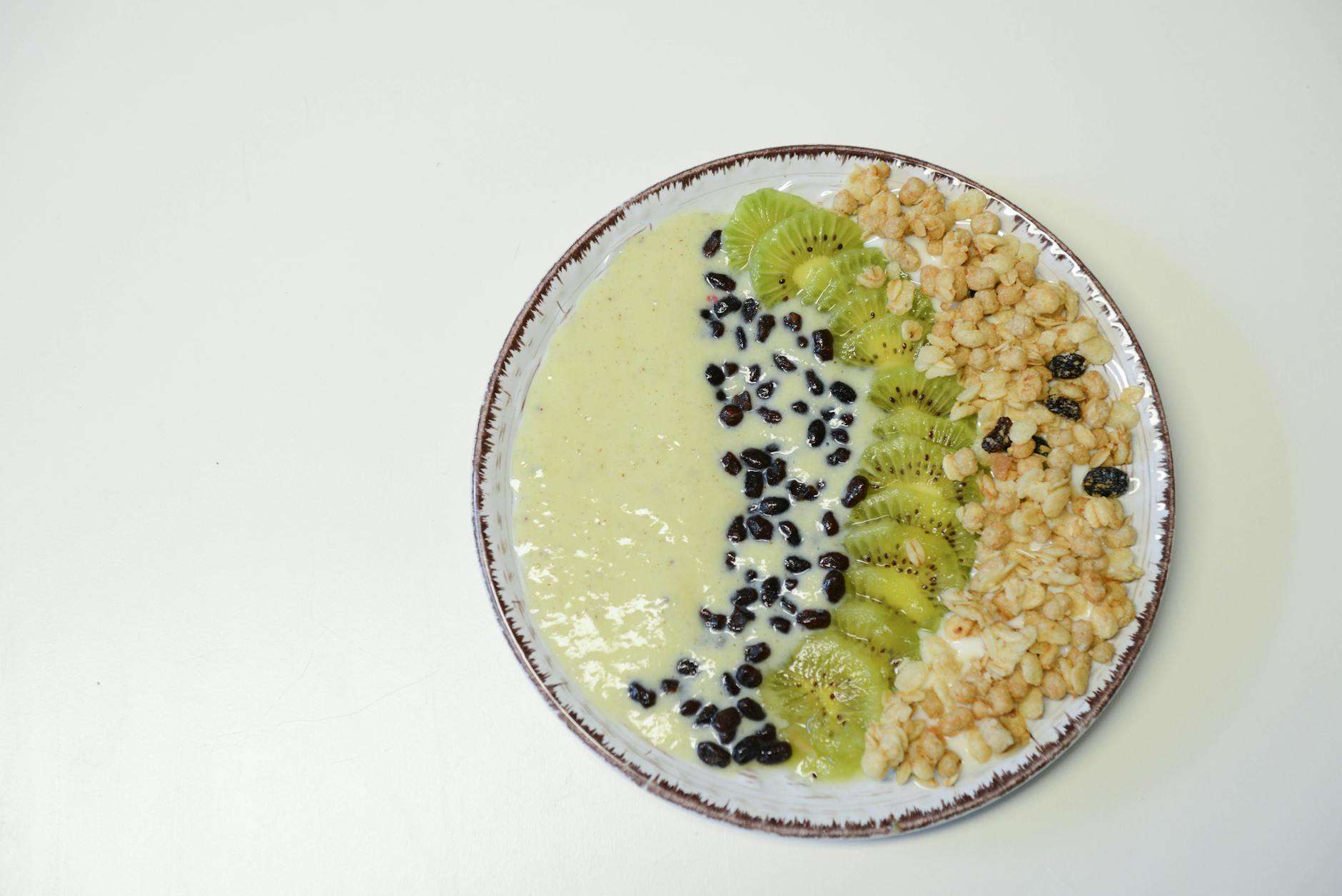 kiwi and nuts on a plate